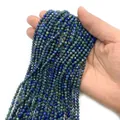 Lapis Lazuli faceted natural stone round beads 3-4mm for DIY jewelry making - Phoenix Lapis