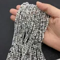 Facettierte Mondstein-Rundperlenstränge mit blauem Glanz für DIY-Schmuckherstellung - 2mm / Weiß Gefleckt