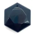 Faceted hexagonal black onyx pendant 28x28mm for DIY jewelry making and necklaces - Black Agate