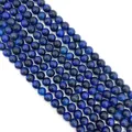 Gepolijste donkerblauwe tijgeroog ronde kralen met natuurlijk chatoyancy-effect voor DIY-sieraden - Stijl 6 (Donkerblauw Tijgeroog)
