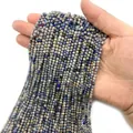 Perline sfaccettate in sodalite blu naturale 2-3mm per creazione di gioielli fai da te - Motivo Blu Screziato