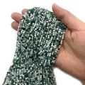 Faceted 2-4mm natural stone beads in green and white moss agate for jewelry DIY - Bamboo Leaf Agate