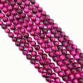 Ronde paarse tijgeroog kralen met natuurlijk chatoyancy effect voor sieraden maken - Stijl 7 (Paarsrood Tijgeroog)