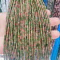 Cylindrical 2x4mm unakite natural stone beads with green and red marbled texture - 2x4mm / Unakite