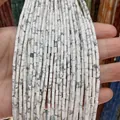 Natural white howlite cylindrical beads 2x4mm with grey marble texture for jewelry DIY - 2x4mm / Howlite
