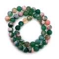 Groene drakenader agaat kralen van 6-10mm met natuurlijke roze en witte textuurpatronen - Groen Roze Wit Mix