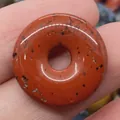 Polished natural red jasper ring pendant with black inclusions in donut shape - Red Jasper (No.3)