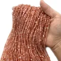 Perline tonde sfaccettate in pietra di sole naturale 2-4mm per creazione di gioielli - Quarzo Fragola Scuro