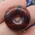 Reddish brown tiger eye stone donut pendant with natural striped texture and polished finish - Red Tiger Eye (No.8)