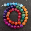 Perle in agata smerigliata colorata con trama a crepe di ghiaccio su sfondo nero - 6mm / N. 3 Mix Colore