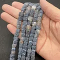 Perle a cubo in agata blu profondo 8x8mm con motivo a vene di drago per gioielli fai-da-te - 8x8mm / grigio-blu