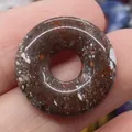 Natural red speckled jasper stone donut pendant charm with polished round circle shape - Red Porphyry (No.13)