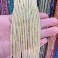 Strands of light yellow 2x4mm natural stone imperial jasper cylinder beads for jewelry making - 2x4mm / Lemon Jade