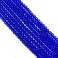Frosted deep blue natural stone round beads for DIY jewelry and necklace making - 6mm / Dark Blue