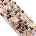 Matte natural silk agate round beads in mixed earth tones with striped patterns for DIY jewelry - 6mm / No. 1 (1033-T211027014)