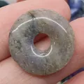 Natural labradorite donut pendant with unique blue flash and stone textures - Labradorite (No.17)