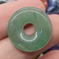 Green aventurine natural stone donut pendant with smooth polished finish for DIY jewelry - Green Aventurine