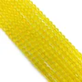 Translucent lemon yellow round gemstone beads in frosted finish for DIY jewelry - Yellow