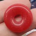 Polished red quartz donut-shaped pendant with a center hole for DIY jewelry - Red Stone (23)