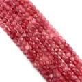 Perle tonde in quarzo fragola rosso naturale lucido per la creazione di gioielli fai da te - Design n. 9