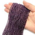 Perle in pietra naturale sfaccettata viola scuro da 2mm per gioielli fai da te - Granato