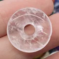 Natural white crystal Pi disc pendant with unique ice cracks and transparent texture - Transparent Crystal