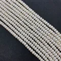 Strands of near-round white freshwater pearls with iridescent luster for DIY jewelry - 3-4mm / White