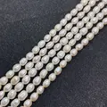 Natural white rice-shaped freshwater pearls 7-8mm strands for DIY jewelry making - 3-4mm / White