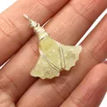 Handmade silver wire wrapped teardrop pendant featuring pale yellow natural crystal stone - 27x32mm / Irregular Slice (No. 4)