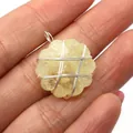 Handmade wire-wrapped natural yellow stone pendant in an irregular cloud shape - 21 x 29 mm