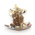 Handmade crescent pendant with bronze crystal cluster and natural pearls for DIY jewelry - No. 3 (Dark Bronze Cluster)