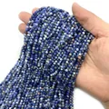 Perline rotonde sfaccettate in sodalite blu e bianca per gioielli fai da te 2-4mm - Sodalite