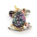 Handmade wire-wrapped druzy pendant with natural pearl and colorful crystal stones - No. 5 (Iridescent Druzy)