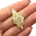 Handmade wire-wrapped natural yellow crystal stone pendant in teardrop shape with silver wire - 18x40mm