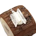Irregular crystal and freshwater pearl pendant with silver wire wrap and metal loop - No.1 White Pearl Style
