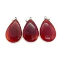 Set of three teardrop shaped red agate stone pendants with silver metal bails - Teardrop / Red Agate