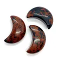 Polished crescent moon natural stone pendants in red mahogany obsidian texture - Swan Stone / 20x30mm (1 Piece)