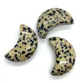 Polished crescent-shaped Dalmatian Jasper stone beads for DIY jewelry making - Dalmatian Jasper / 20x30mm (1 Piece)