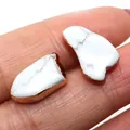 Orecchini a perno in turchese bianco irregolare con bordo dorato per dimensione - Howlite