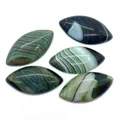 Pietre di agata a venatura di drago taglio marquise per la creazione di gioielli - Verde Scuro a Fasce (Motivo 10) / 19x39mm (1 Pezzo/Confezione)