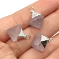 Translucent purple natural crystal diamond pendant in hand for jewelry DIY making - White Crystal Silver Plated / 11-20mm