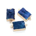 Blue natural druzy crystal rectangle connectors with gold plated edges for jewelry DIY - Dark Blue