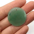 30mm round green aventurine natural stone donut pendant for DIY necklace making - Green Aventurine