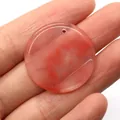 Red natural stone disc pendant with unique marbled texture for DIY jewelry making - Watermelon Quartz