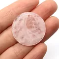 30mm Rose Quartz round pendant with natural pink stone texture for DIY necklaces - Rose Quartz