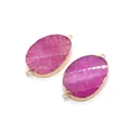 Conectores de colgante de piedra cristal rosa 25x41mm con borde dorado para joyería DIY - 25x41mm / Rosa rojo