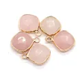 Set of five faceted rose quartz crystal pendants with gold plated edges for DIY - Ribbon Edged / Rose Quartz