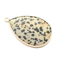 Teardrop Dalmatian Jasper pendant with gold plated edges for DIY jewelry making - Dalmatian Jasper