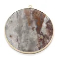 Ronde hanger van natuursteen met een gouden metalen rand en ophangoog voor sieraden - Gemengd Erts (Nr. 7)