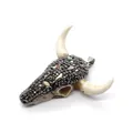 Bull skull resin pendant with black rhinestones and iridescent shell inlays - Black Rhinestone With Iridescent Shell (Style 4)